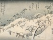 Utagawa Hiroshige, Twilight Snow on the Asuka Mountain, 1838